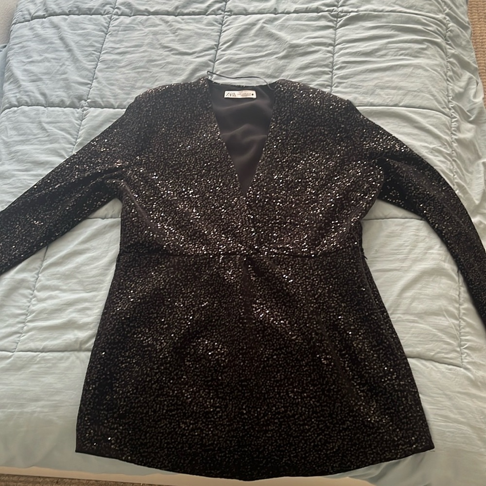 Zara black sequin mini dress XXL